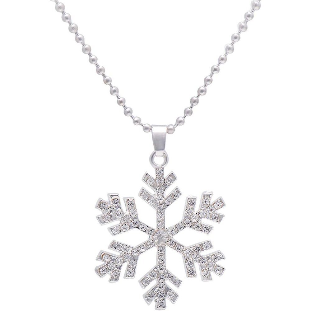 Blue/White Frozen Christmas Pendant Necklace for Women Holiday Gift